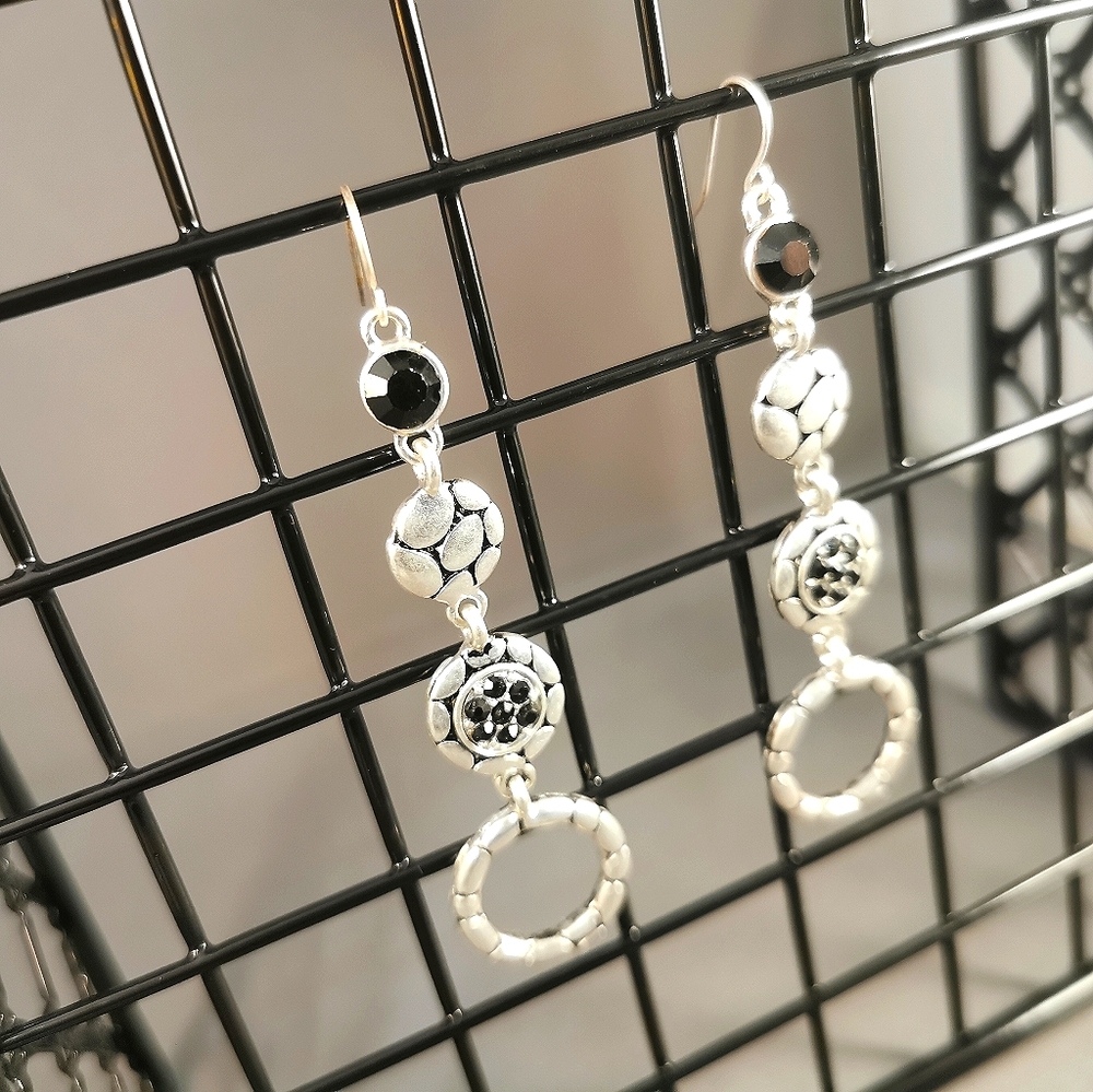 Silver and black earrings